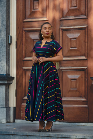 PEJU BLACK WITH STRIPES DRESS