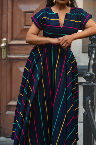 PEJU BLACK WITH STRIPES DRESS