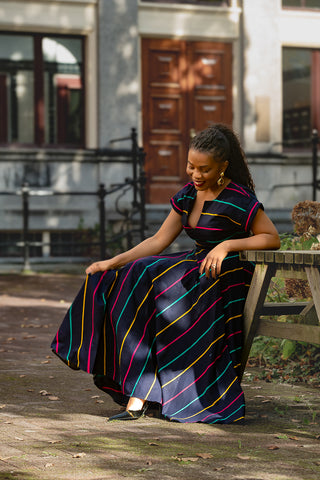 PEJU BLACK WITH STRIPES DRESS