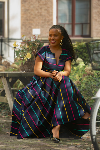 PEJU BLACK WITH STRIPES DRESS