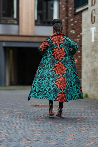 Zola Green And Red Duster Jacket Dresses