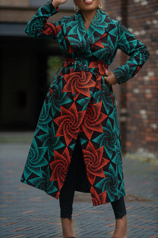 Zola Green And Red Duster Jacket Dresses