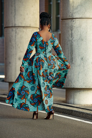 Moyo Blue And Orange Midaxi Dress