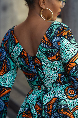 Moyo Blue And Orange Midaxi Dress