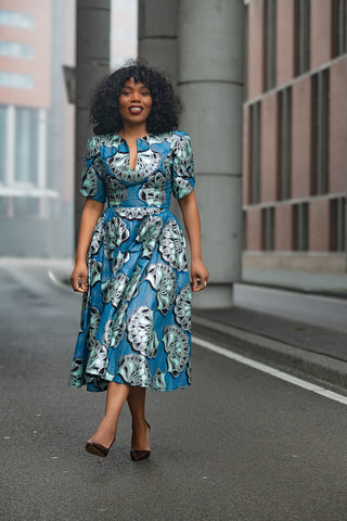 Beverly Blue and Silver Midi dress