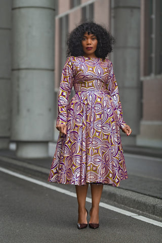 ZANELE PURPLE AND BROWN DRESS