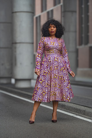 ZANELE PURPLE AND BROWN DRESS