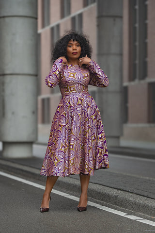 ZANELE PURPLE AND BROWN DRESS