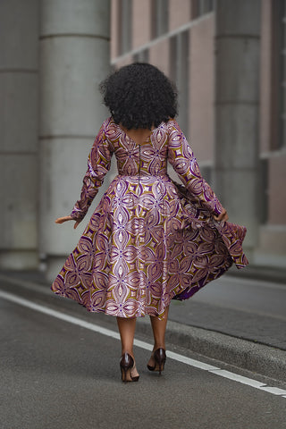 ZANELE PURPLE AND BROWN DRESS