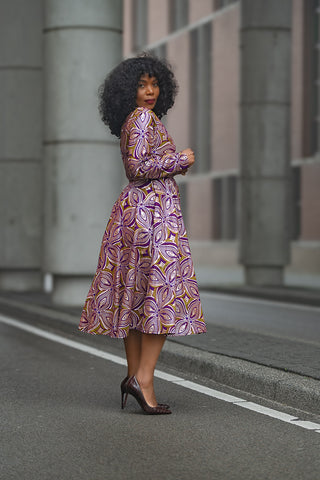 ZANELE PURPLE AND BROWN DRESS