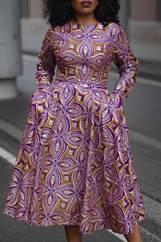 ZANELE PURPLE AND BROWN DRESS