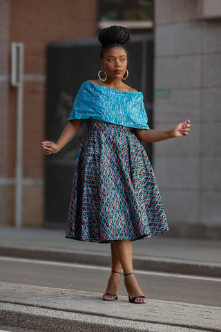 Oyin Blue And Silver Midi Dress