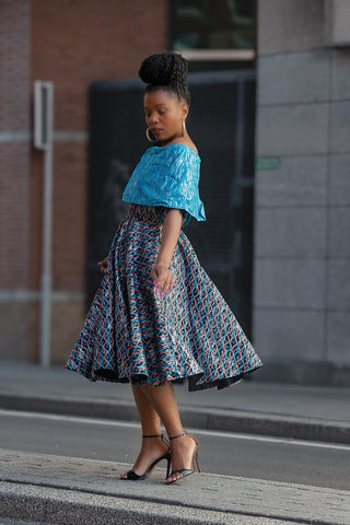 Oyin Blue And Silver Midi Dress