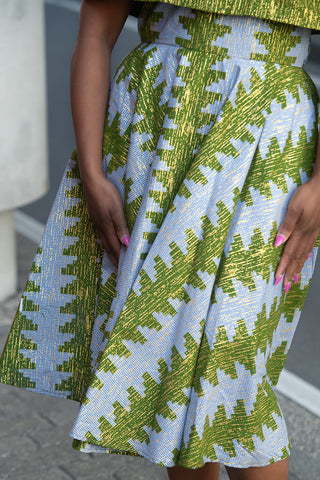 Oyin Green And Gold Midi Dress