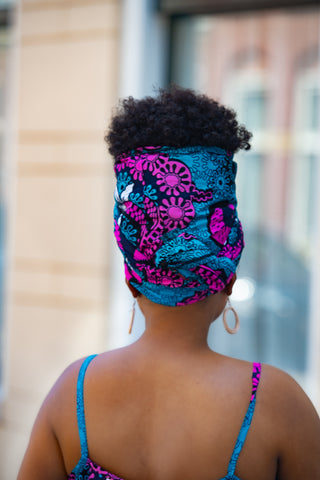 LEENA BLUE AND PINK HEADWRAP