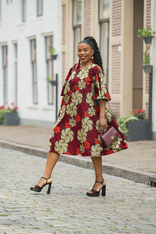 HAMZA RED PRINT DRESS Women’s Dress