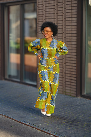 Olivia Lime And Blue Jumpsuit