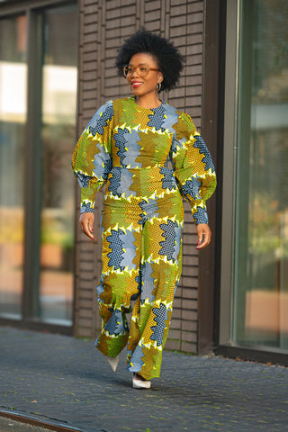 Olivia Lime And Blue Jumpsuit