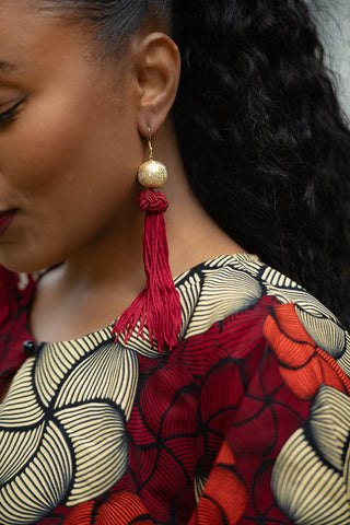 HAMZA TASSLE RED EARRINGS Earrings