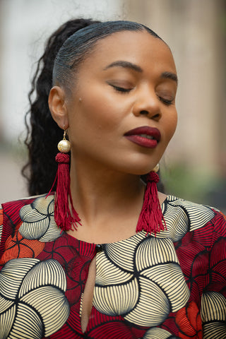 HAMZA TASSLE RED EARRINGS Earrings