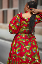 Anan Red and Yellow Off Shoulder Dress
