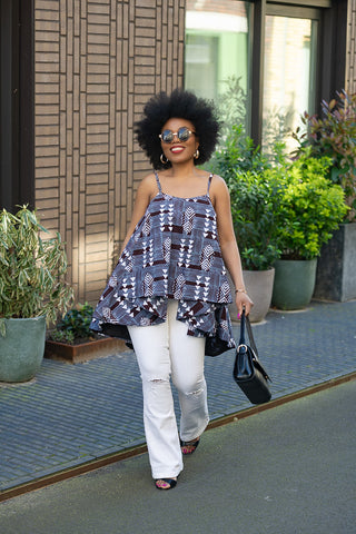 Leena Grey Flare Top Women’s Dress