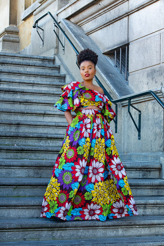 MOREMI FLORAL CROPPED TOP AND MAXI SKIRT SET