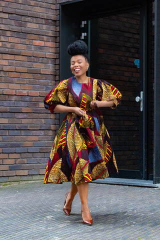 Nefertiti Brown Flare Dress