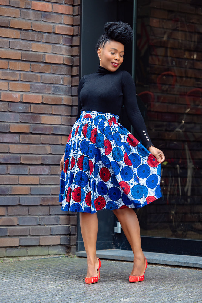 Pleated Skirt Navy Blue Polka Dot Skirt Plus Size Plus Size Maxi