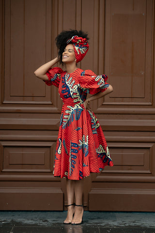 Nefertiti Red Flared Dress Dresses