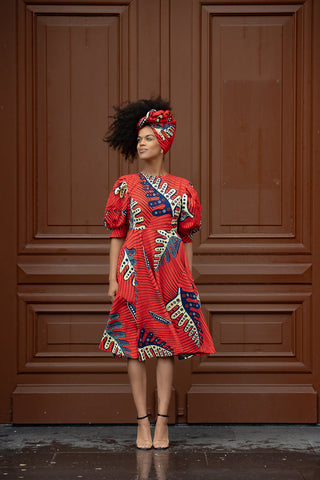 Nefertiti Red Flared Dress Dresses