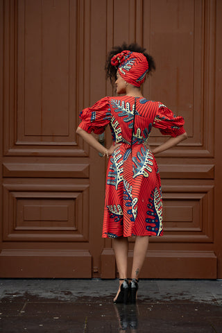Nefertiti Red Flared Dress Dresses