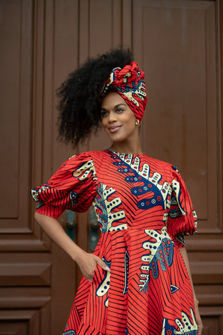 Nefertiti Red Flared Dress Dresses