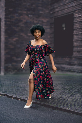 Maya Black Invisible Front Slit Dress Dresses