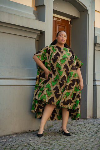 Kenya Green And Black Hi Low Dress Women’s Dress