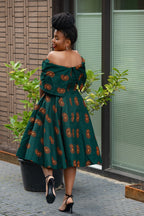 Oyin Green And Brown Midi Dress. Dresses