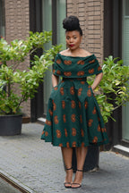 Oyin Green And Brown Midi Dress. Dresses