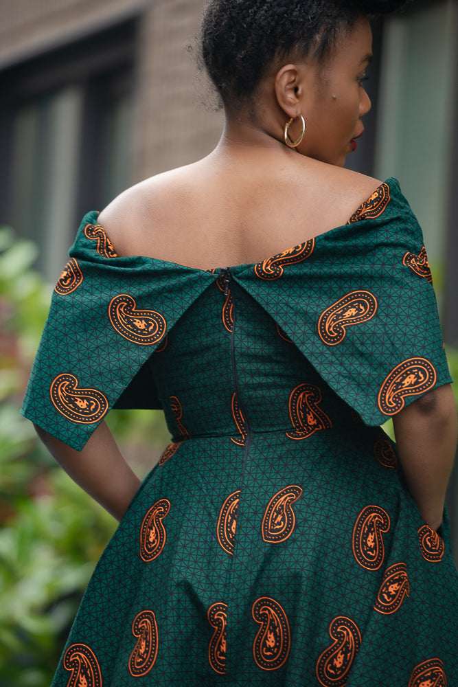 Oyin Green And Brown Midi Dress. Dresses