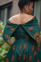 Oyin Green And Brown Midi Dress. Dresses