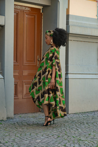 Kenya Green And Black Hi Low Dress Women’s Dress