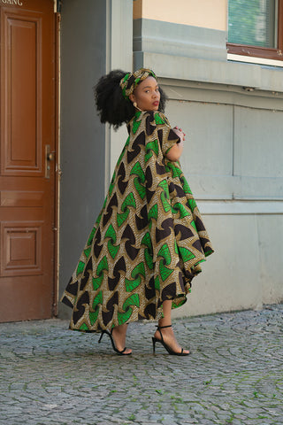 Kenya Green And Black Hi Low Dress Women’s Dress