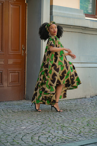 Kenya Green And Black Hi Low Dress Women’s Dress