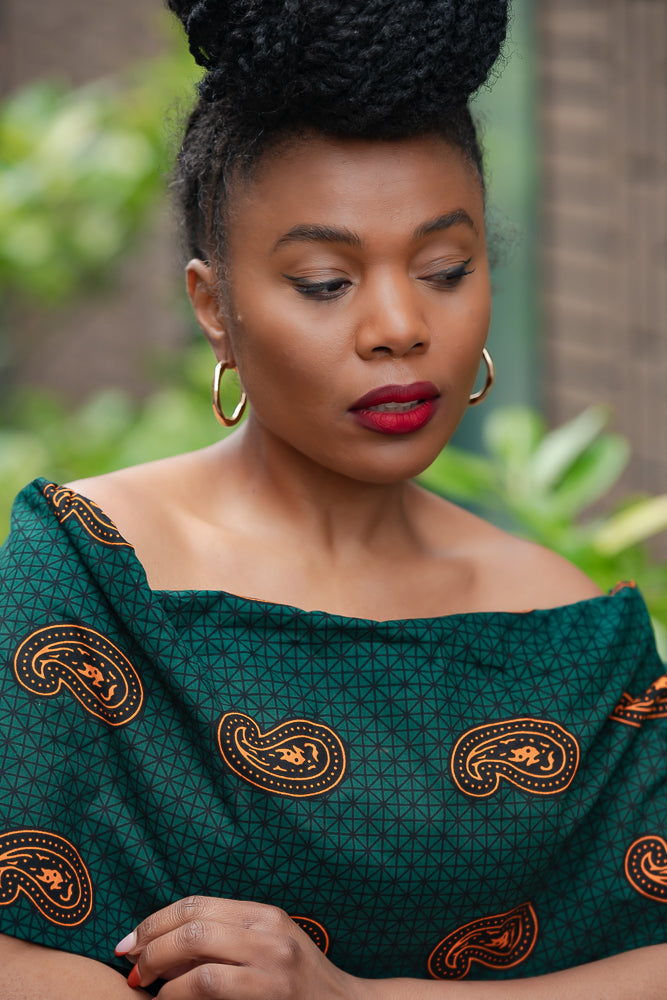 Oyin Green And Brown Midi Dress. Dresses