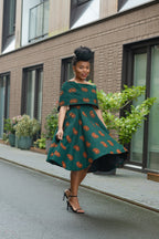 Oyin Green And Brown Midi Dress. Dresses