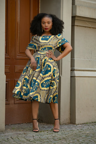 Oyin Blue And Gold Dress Dresses