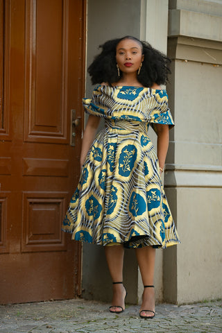 Oyin Blue And Gold Dress Dresses