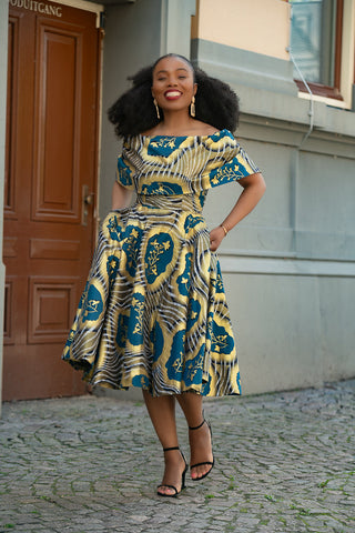 Oyin Blue And Gold Dress Dresses