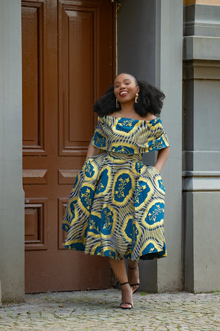Oyin Blue And Gold Dress Dresses