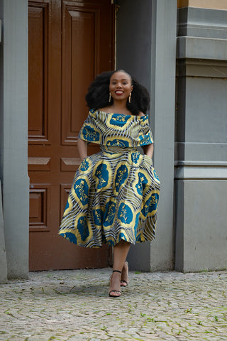 Oyin Blue And Gold Dress Dresses