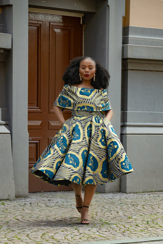 Oyin Blue And Gold Dress Dresses